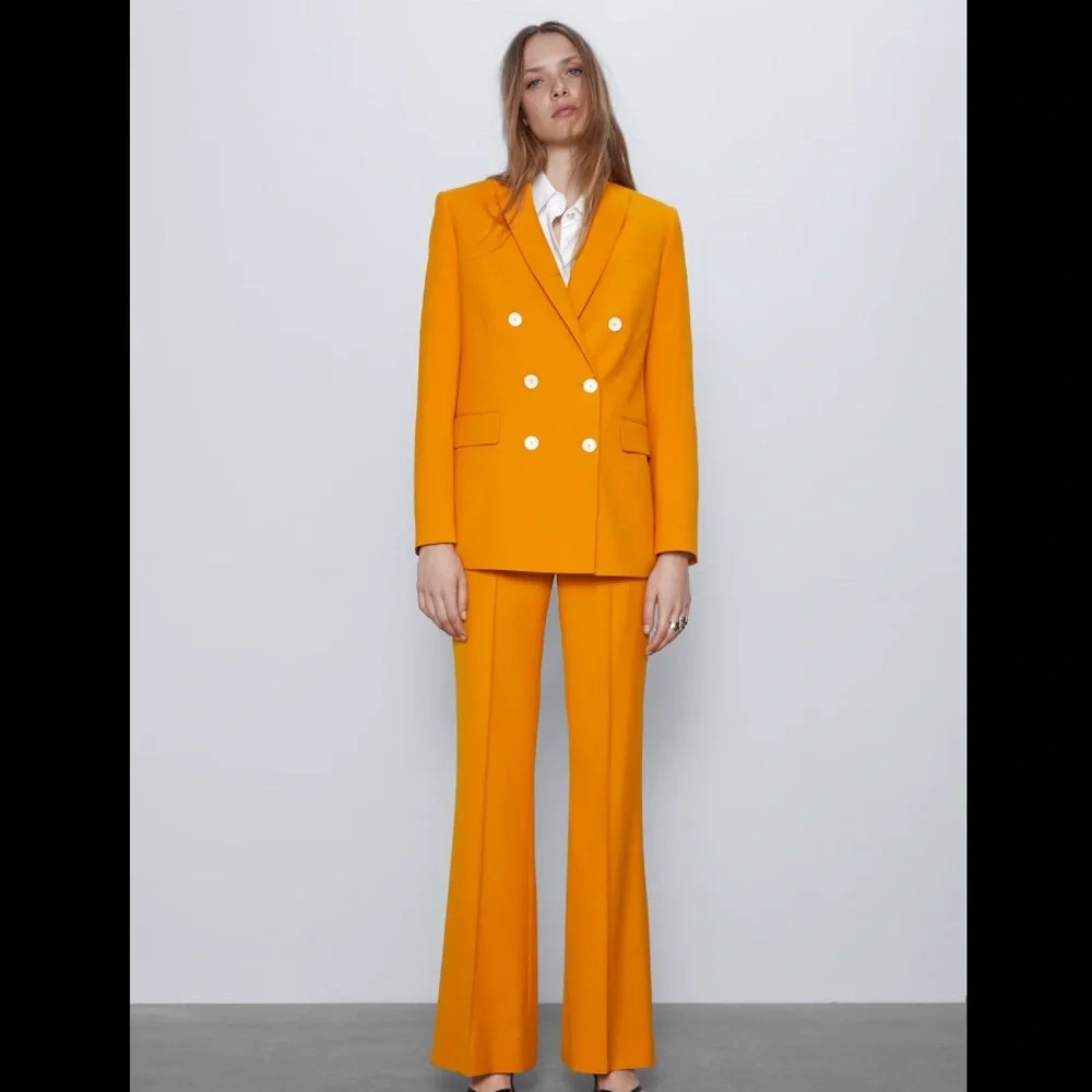 Zara contrast button orange blazer - Picture 7 of 12